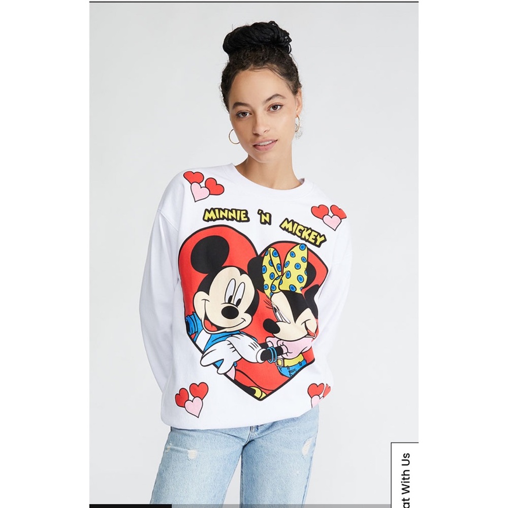 Sold Out Disney Mickey & Minnie Hearts Crew Neck Sweatshirt | New w/ Tags